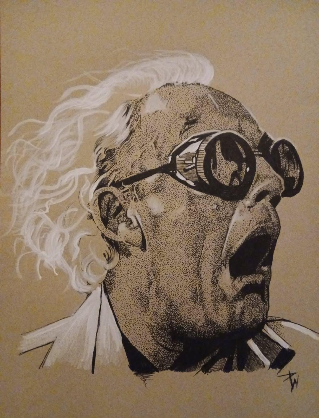 Doc Emmett Brown Pen & Ink Drawing – Original Stipple Art – 20” X 16 ...