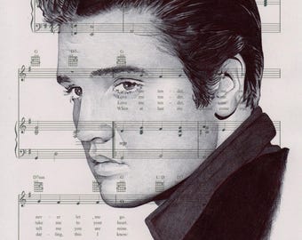 Elvis Presley Art Print: Love Me Tender Sheet Music (A4 Mounted)