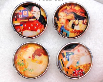 Set of 4 Snap Charms Snap Jewelry Noosa Snaps Interchangeable Snap Buttons Woman in Love Custom Art Jewelry Snap Jewelry Chunk Snap Button
