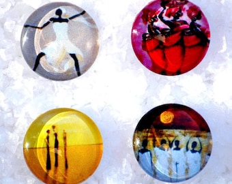 Set of 4 Snap Button Africa Art / Snap Charm Africa / Ginger Snaps / Snap On / Ethnic Snap Jewelry / Noosa Snap / Africa Art Jewelry /