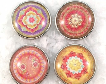 Snap Charms Mandalas Snap Jewelry Ginger Snaps Jewelry Noosa Snaps Interchangeable Chunks. (Set of 4 Snaps).