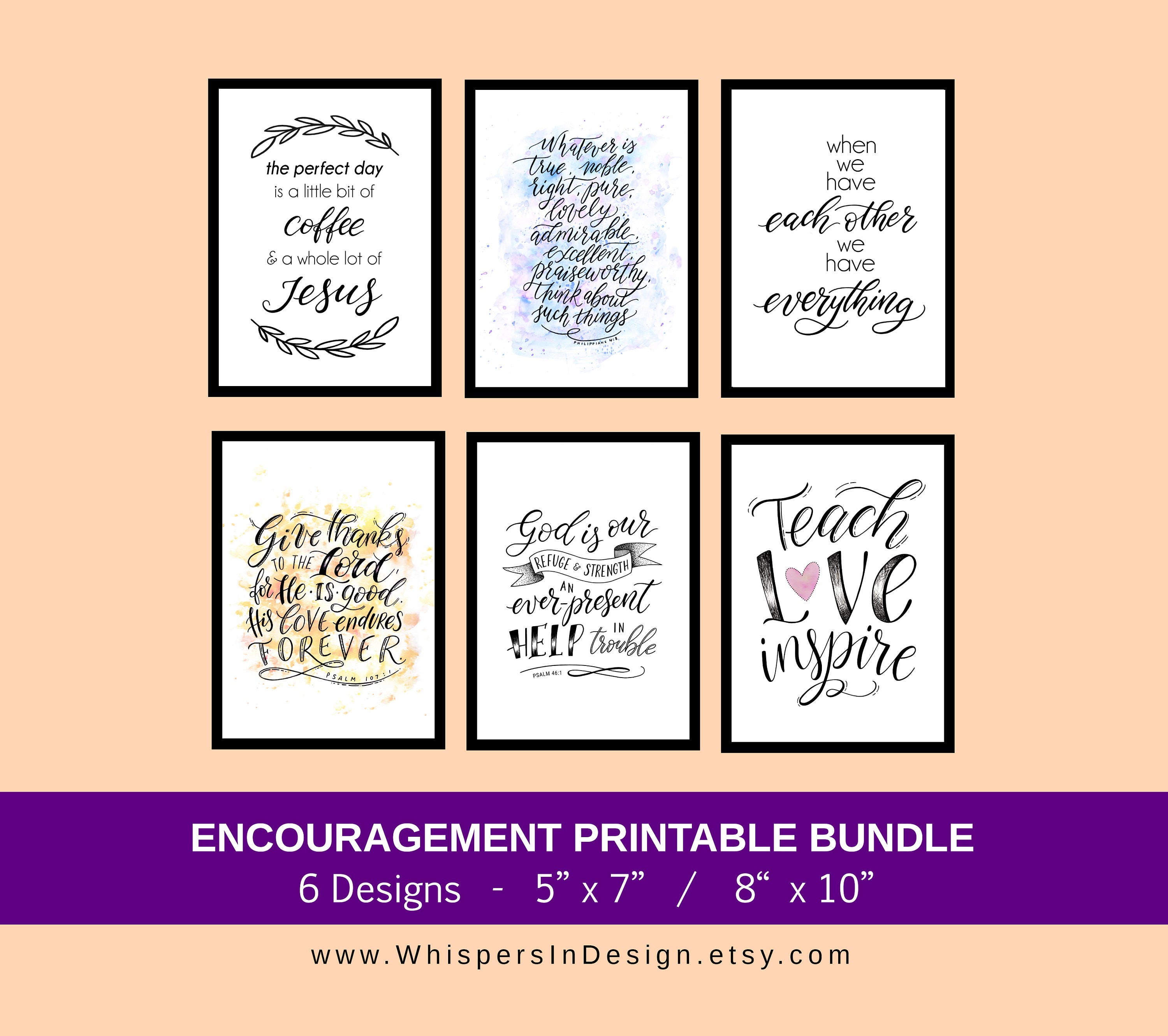 Encouragement Printable Bundle Christian wall art Christian | Etsy