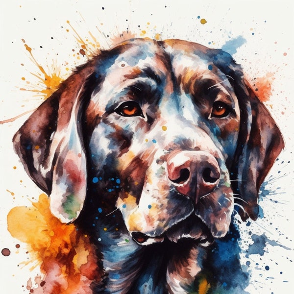 Black Lab, wall art, any room decor, home office decor, watercolor, animal art, dog lover, hunting dog, digital download, puppy love, pet