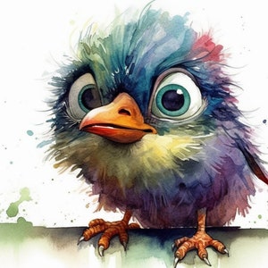 Crazy Birdy, nursery room decor, kid's room art, watercolor, wall art, wall prints, nursery art prints, bird lover, digital print, cartoon