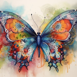 Butterfly Watercolor Art Print: Magnificent Insect Home Decor (Digital Print)