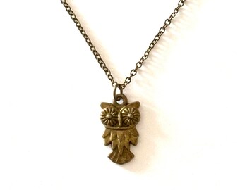 The Wise Old Owl Charm Necklaces and Earrings (Bronze, Gold and Rose Gold)