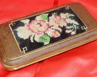 Antique Petit Point Micro Beaded Card Case - Sewing Case - Victorian Eyeglasses & Case