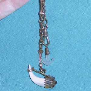 Antike viktorianische Gold Filled Taschenuhrenkette und G.F. M.O.P. Cornucopia - Horn & Achat Ankeranhänger - G.F. Schwenkbares Hunde-Clip + T-Bar