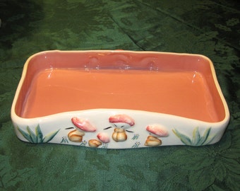 Rare Antique Walt Disney Vernon Kilns Large Pottery Fantasia Dish - Planter - Nutcracker Sequence - Painted Version - 1940 Dancing Mushrooms