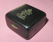 RARE Antique Victorian Gunmetal Brass Box-Hinged Antique Gunmetal Snuff Box-Pill Box-Stamp Box-Trinket Box-Crown Insignia Gunmetal Box