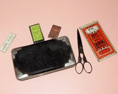 Antique Sterling Silver and Leather Sewing Case-Etui-Wallet-George Henry James London England c.1893-Ornate Steel Scissors Needle Packets