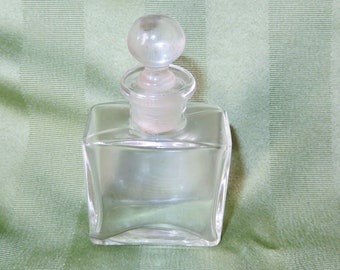 Antique Vintage Perfume Parfum Scent Bottle with Ground Glass Ball Stopper Dauber - Collectible Vanity Bottle