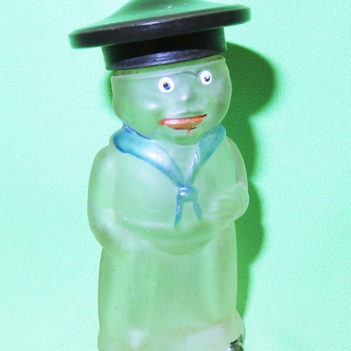 Antique Frosted offers Glass Figural Sailor Cologne Perfume Scent Bottle - Collectible Sailor Boy Bottle with Bakelite Beret Lid