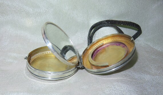 Antique Solid Sterling Silver Wristlet Mirrored P… - image 2