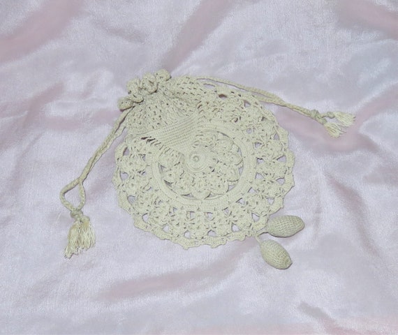 Antique Victorian Hand Crocheted Drawstring Purse… - image 7