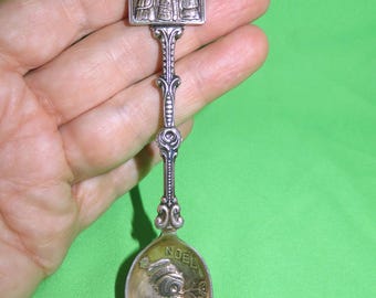 Vintage Collectible Silver Christmas Spoon - Repousse Bird NOEL 1988 Bowl with Embossed 3 Wise Men Handle - Silver Plated Holland Made