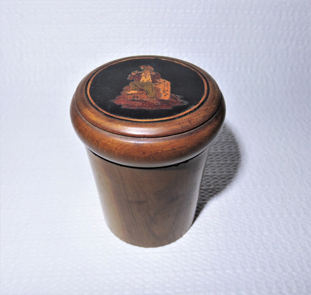 Antique Marquetry Ware Inlaid Snuff Box - Pill Box - Tobacco Holder ...