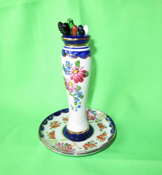 Vintage Limoges China Hat Pin Holder With Attached Dish  display picture 3