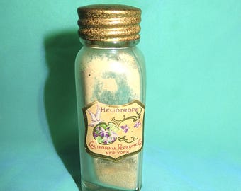 Antique Glass California Perfume Co New York Sachet Powder Bottle - HELIOTROPE Circa 1920