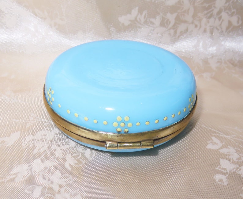 Antique Opaline Blue Glass Ormolu Hinged Vanity Dresser Box Etsy