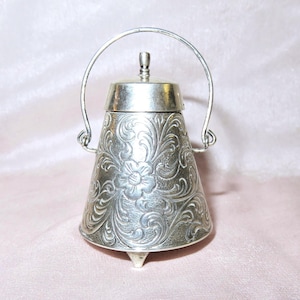 Vintage Solid .835 Silver Dutch Box with Handle, Feet and Lid - Leesener Amsterdam Hallmarked Box - Miniature Silver Milk Churn or Cover Up