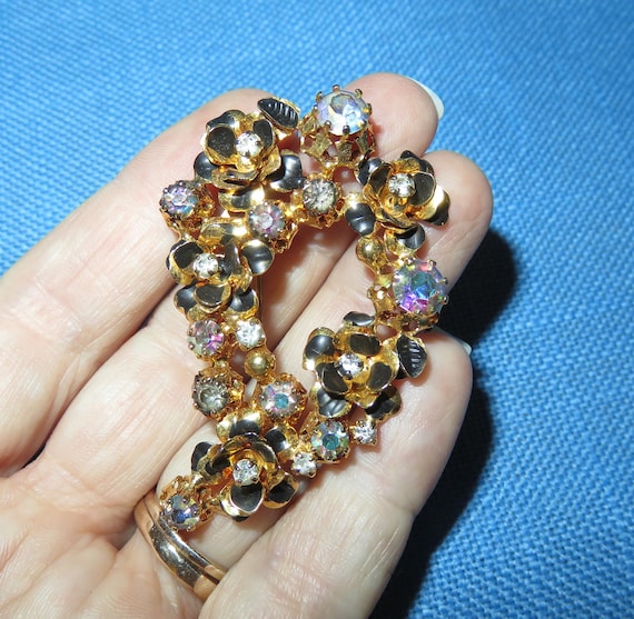 Stunning Vintage Austria Made Rhinestone Brooch -… - image 1