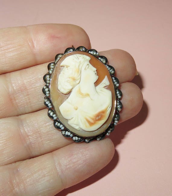 Antique 10K Gold Victorian Carved Shell Cameo Gol… - image 4