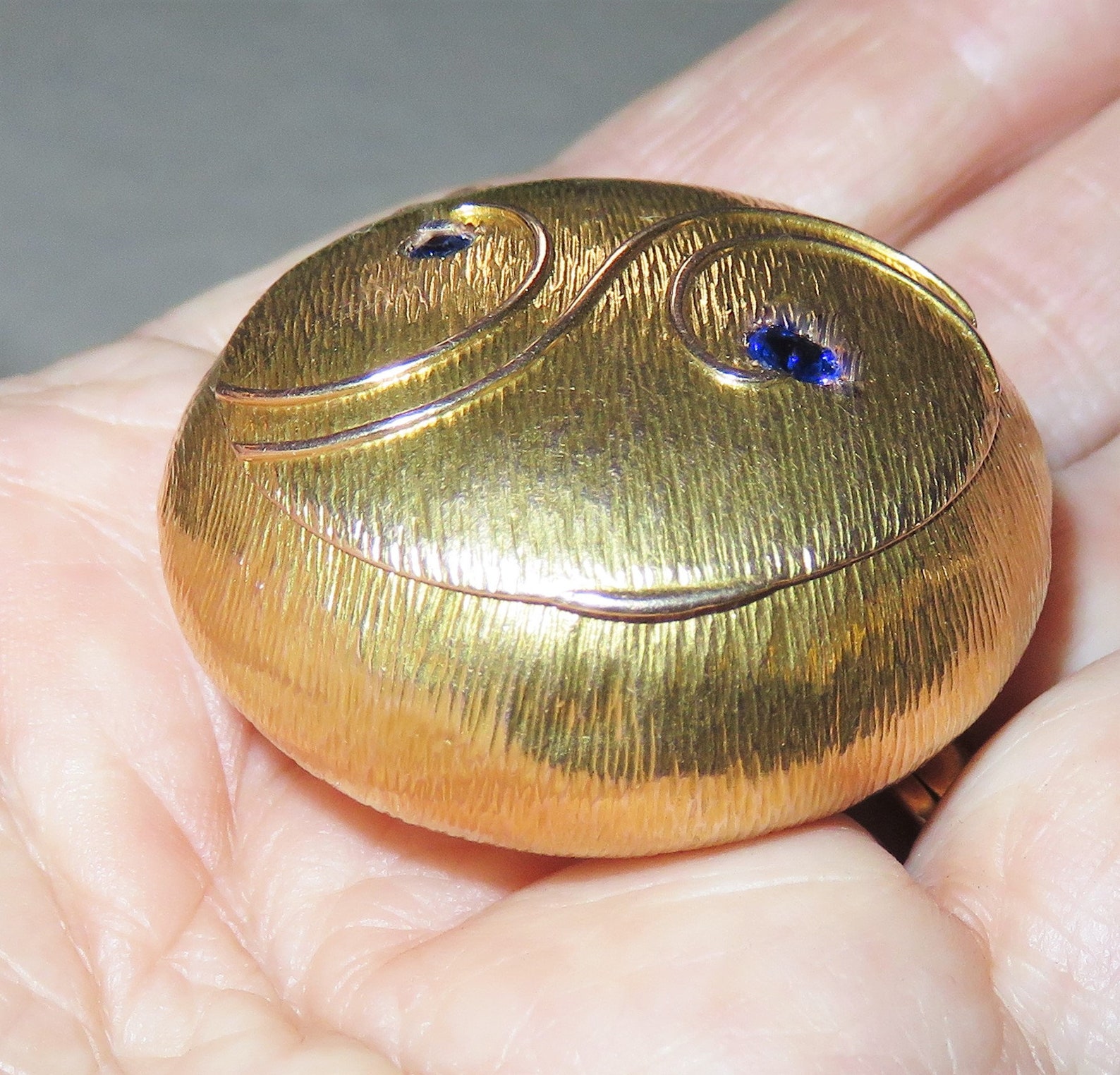 Fine Antique Solid 14K Gold Pill Box Pendant Genuine Blue Etsy