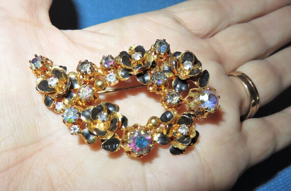 Stunning Vintage Austria Made Rhinestone Brooch -… - image 2