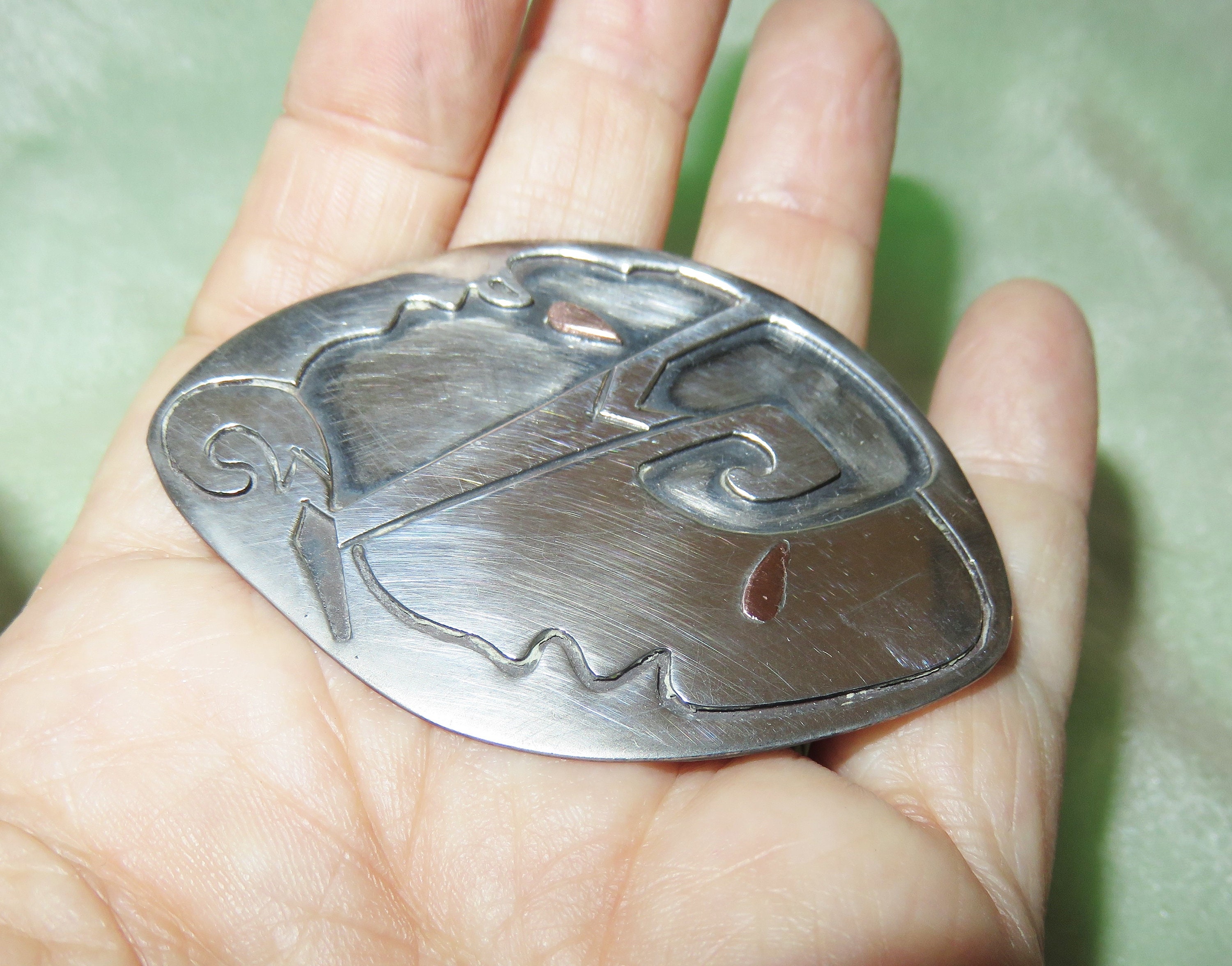 Broche Cubiste Vintage En Argent Sterling 925 - Mexique - Poids 17,5 G
