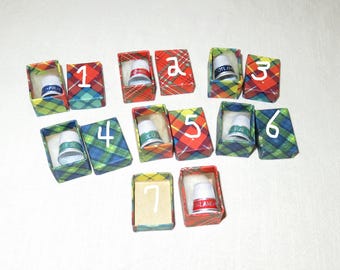 NOS New Old Stock Souvenir Thimble - Frae Bonnie SCOTLAND Aluminum Enamel Thimble in Original Tartan Box - Red Green Blue - Listing for One