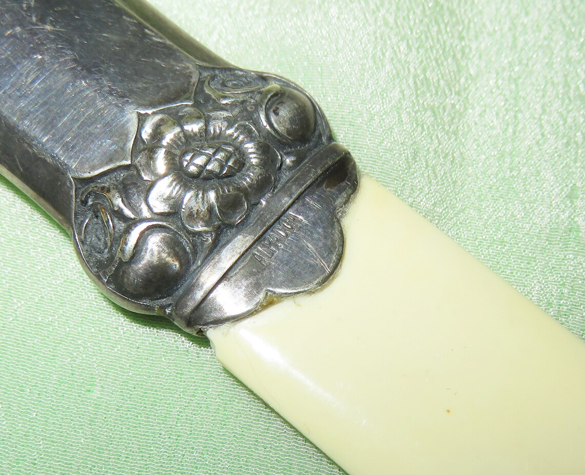 Antique German Silver Handle Celluloid Letter Opener Page Etsy