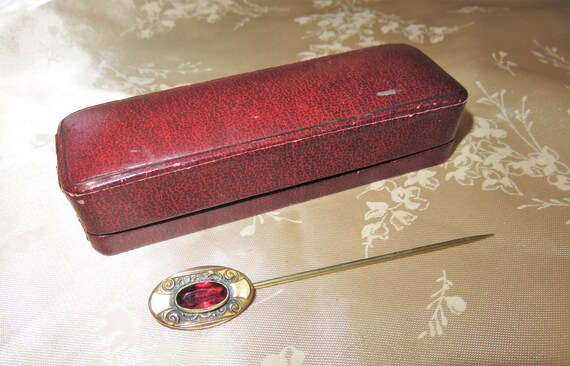 Antique Gold Filled Ruby Stone Stick Pin in Antiq… - image 5