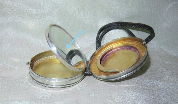 Antique Solid Sterling Silver Wristlet Mirrored P… - image 6