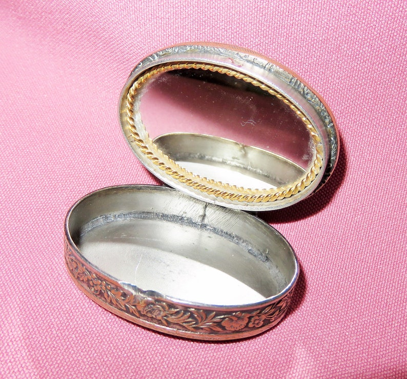 Antique Floral Embossed Brass Box with InSet White Glass Etsy