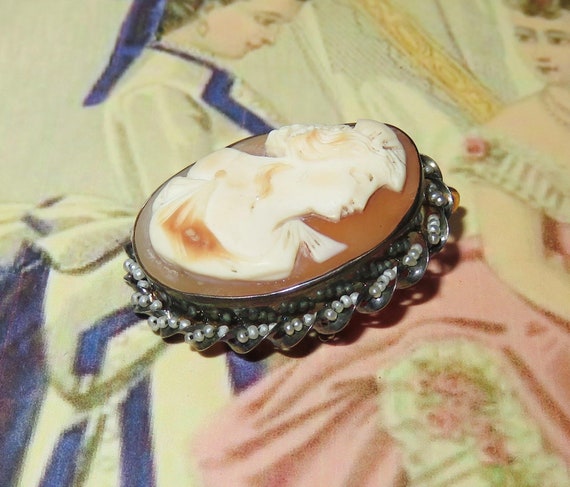 Antique 10K Gold Victorian Carved Shell Cameo Gol… - image 5