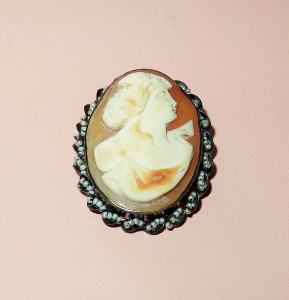 Antique 10K Gold Victorian Carved Shell Cameo Gol… - image 3