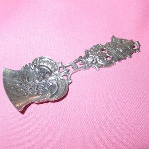 Vintage Sweden Solid Silver Tea Caddy Spoon - Hallmarked 830 Silver Bonbon Spoon -Nut Scoop - Sugar Scoop Shovel Spoon - Sailboat Handle