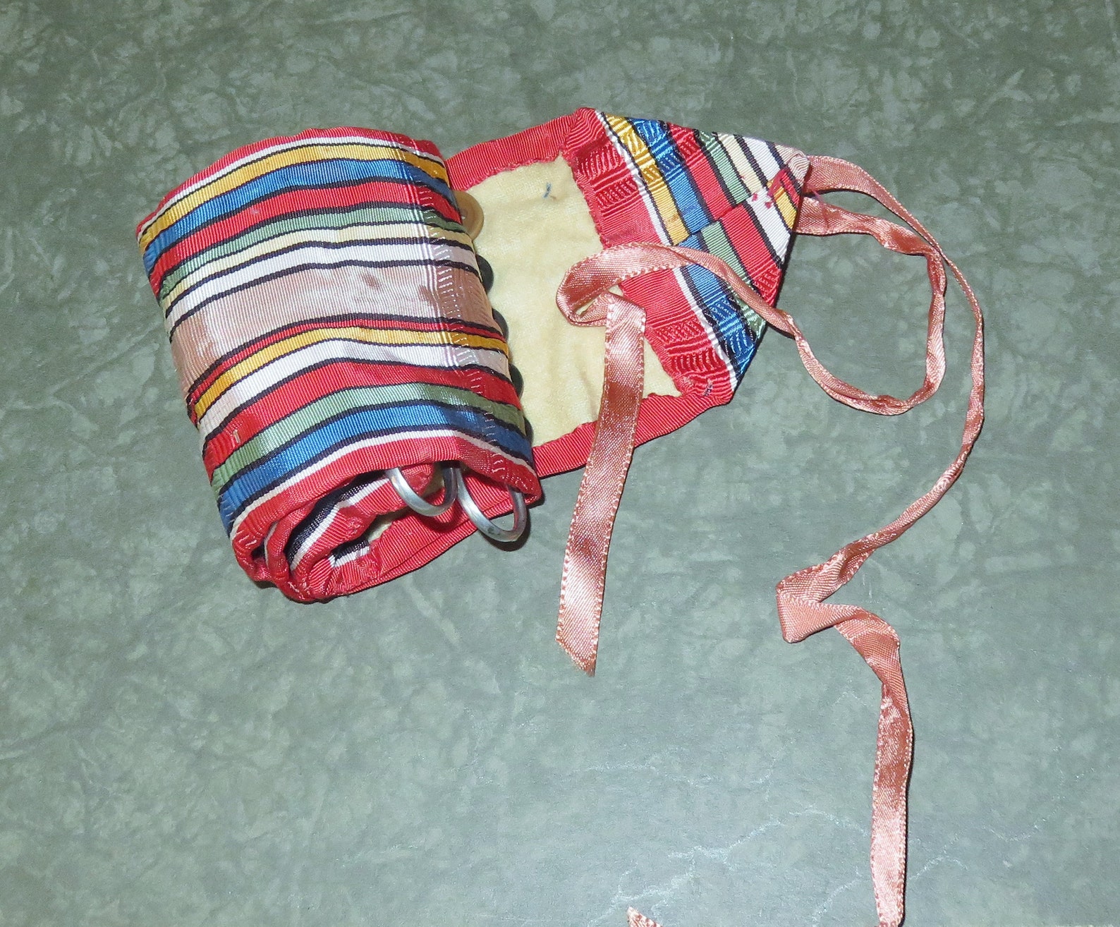 Antique 19th C Roll up Sewing Kit Housewife Hussif Striped Etsy