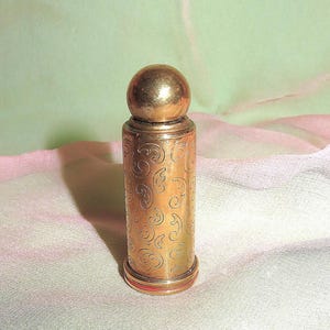 Vintage Yardley Bond Street Perfume Bottle - Engraved Paisley Decor - Travel Size Scent Perfume Bottle - Mid Century Perfume Scent Bottle