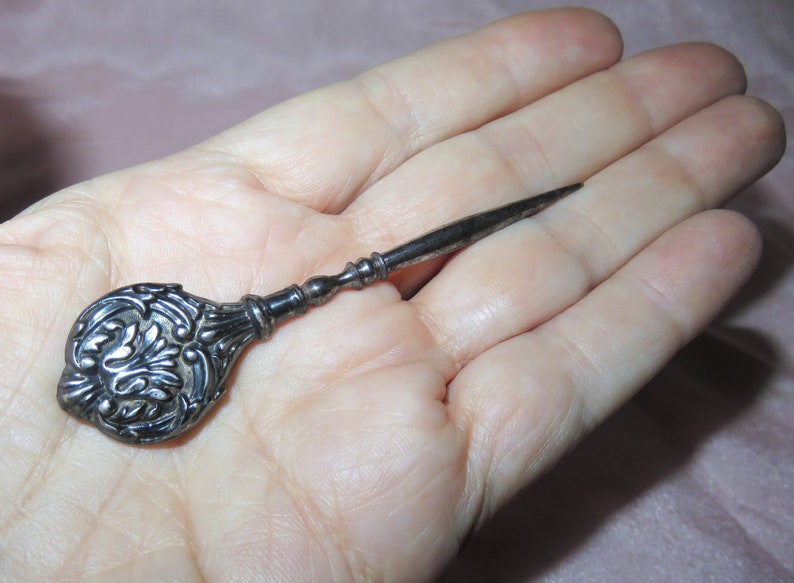 Antique Sterling Silver Sewing Awl Sewing Punch Tool Etsy