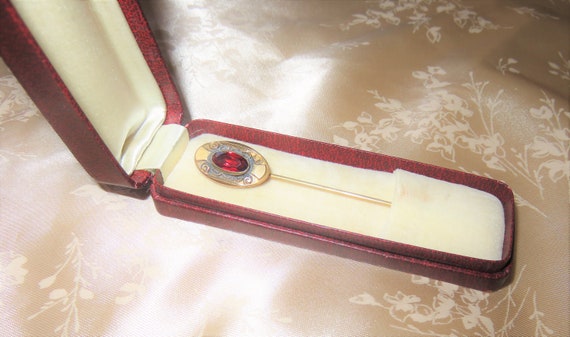 Antique Gold Filled Ruby Stone Stick Pin in Antiq… - image 1