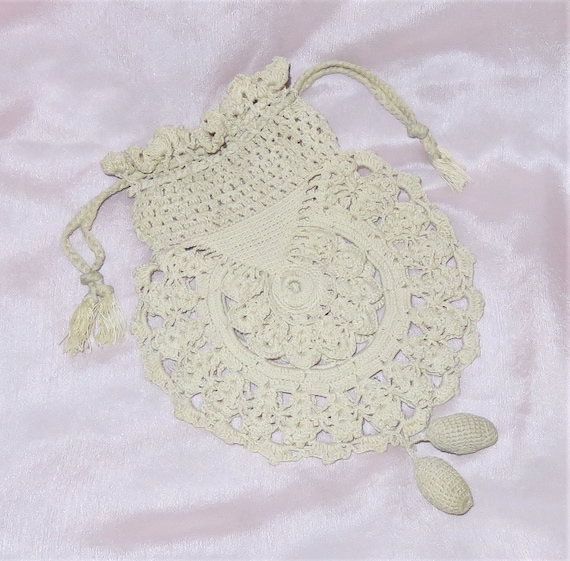 Antique Victorian Hand Crocheted Drawstring Purse… - image 5