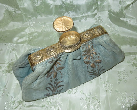 RARE Antique Pill Box Handbag Purse with Hinged Pi