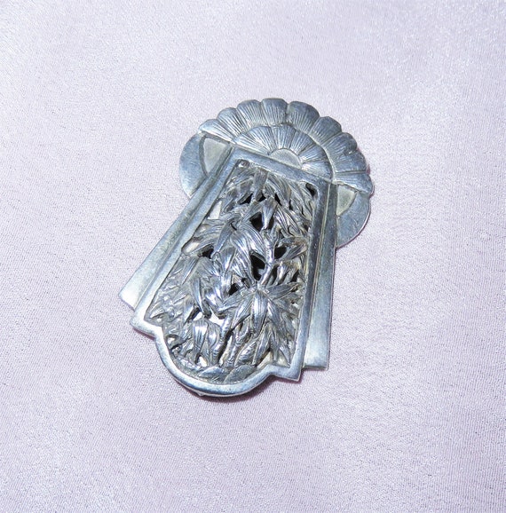 Antique French Silver Dress Fur Clip - Pierced Rep