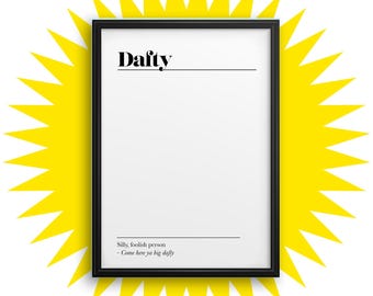 Dafty definition Print: Funny Scottish Word Wall Art