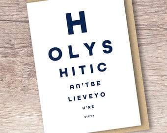 Funny Eye Test Birthday Card: Rude Milestone Birthday, Made in Scotland