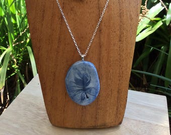 BFN1 Blue Feather porcelain necklace
