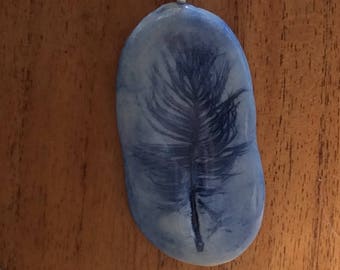 FN1 Blue porcelain feather necklace