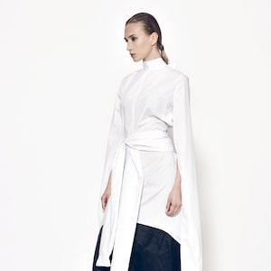 Long White Shirt, Futuristic Clothing, Kimono Top, Asymmetrical Tunic ...